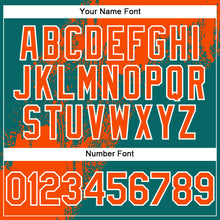 Laden Sie das Bild in den Galerie-Viewer, Custom Orange Teal-White 3D Pattern Abstract Brush Stroke Two-Button Unisex Softball Jersey