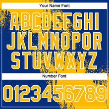 Laden Sie das Bild in den Galerie-Viewer, Custom Gold Royal-White 3D Pattern Abstract Brush Stroke Two-Button Unisex Softball Jersey