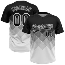 Charger l'image dans la galerie, Custom Black White 3D Gradient Square Shape Two-Button Unisex Softball Jersey