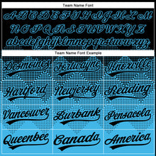 Загрузить изображение в средство просмотра галереи, Custom Black Sky Blue 3D Gradient Square Shape Two-Button Unisex Softball Jersey