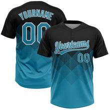 Загрузить изображение в средство просмотра галереи, Custom Black Panther Blue-White 3D Gradient Square Shape Two-Button Unisex Softball Jersey