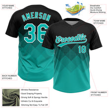 Загрузить изображение в средство просмотра галереи, Custom Black Aqua-White 3D Gradient Square Shape Two-Button Unisex Softball Jersey