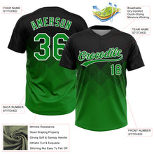 Загрузить изображение в средство просмотра галереи, Custom Black Grass Green-White 3D Gradient Square Shape Two-Button Unisex Softball Jersey