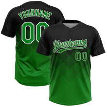 Загрузить изображение в средство просмотра галереи, Custom Black Grass Green-White 3D Gradient Square Shape Two-Button Unisex Softball Jersey