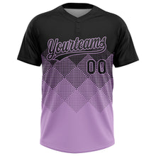 Загрузить изображение в средство просмотра галереи, Custom Black Light Purple 3D Gradient Square Shape Two-Button Unisex Softball Jersey