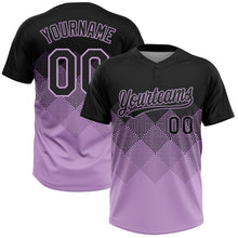 Загрузить изображение в средство просмотра галереи, Custom Black Light Purple 3D Gradient Square Shape Two-Button Unisex Softball Jersey