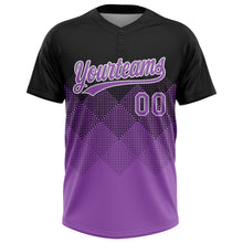 Загрузить изображение в средство просмотра галереи, Custom Black Medium Purple-White 3D Gradient Square Shape Two-Button Unisex Softball Jersey
