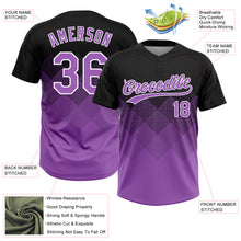 Загрузить изображение в средство просмотра галереи, Custom Black Medium Purple-White 3D Gradient Square Shape Two-Button Unisex Softball Jersey