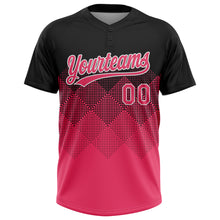 Загрузить изображение в средство просмотра галереи, Custom Black Neon Pink-White 3D Gradient Square Shape Two-Button Unisex Softball Jersey
