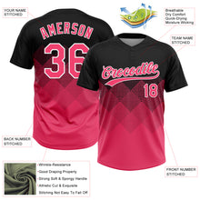 Загрузить изображение в средство просмотра галереи, Custom Black Neon Pink-White 3D Gradient Square Shape Two-Button Unisex Softball Jersey