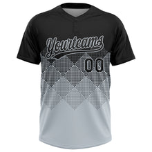 Загрузить изображение в средство просмотра галереи, Custom Black Silver 3D Gradient Square Shape Two-Button Unisex Softball Jersey