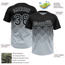 Загрузить изображение в средство просмотра галереи, Custom Black Silver 3D Gradient Square Shape Two-Button Unisex Softball Jersey