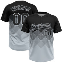 Загрузить изображение в средство просмотра галереи, Custom Black Silver 3D Gradient Square Shape Two-Button Unisex Softball Jersey