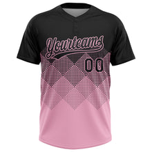 Загрузить изображение в средство просмотра галереи, Custom Black Light Pink 3D Gradient Square Shape Two-Button Unisex Softball Jersey