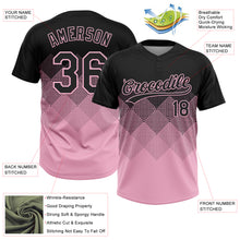 Загрузить изображение в средство просмотра галереи, Custom Black Light Pink 3D Gradient Square Shape Two-Button Unisex Softball Jersey