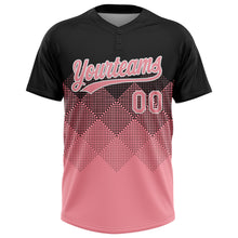 Загрузить изображение в средство просмотра галереи, Custom Black Medium Pink-White 3D Gradient Square Shape Two-Button Unisex Softball Jersey