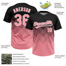 Загрузить изображение в средство просмотра галереи, Custom Black Medium Pink-White 3D Gradient Square Shape Two-Button Unisex Softball Jersey