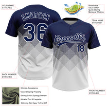 Laden Sie das Bild in den Galerie-Viewer, Custom Navy White 3D Gradient Square Shape Two-Button Unisex Softball Jersey