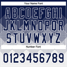 Laden Sie das Bild in den Galerie-Viewer, Custom Navy White 3D Gradient Square Shape Two-Button Unisex Softball Jersey