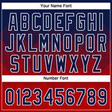 Laden Sie das Bild in den Galerie-Viewer, Custom Navy Red-White 3D Gradient Square Shape Two-Button Unisex Softball Jersey