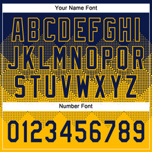 Laden Sie das Bild in den Galerie-Viewer, Custom Navy Gold 3D Gradient Square Shape Two-Button Unisex Softball Jersey