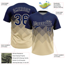 Laden Sie das Bild in den Galerie-Viewer, Custom Navy Cream 3D Gradient Square Shape Two-Button Unisex Softball Jersey