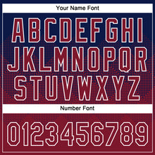 Laden Sie das Bild in den Galerie-Viewer, Custom Navy Crimson-White 3D Gradient Square Shape Two-Button Unisex Softball Jersey