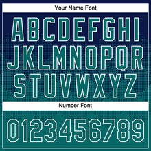 Laden Sie das Bild in den Galerie-Viewer, Custom Navy Teal-White 3D Gradient Square Shape Two-Button Unisex Softball Jersey