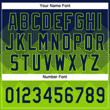 Laden Sie das Bild in den Galerie-Viewer, Custom Navy Neon Green 3D Gradient Square Shape Two-Button Unisex Softball Jersey