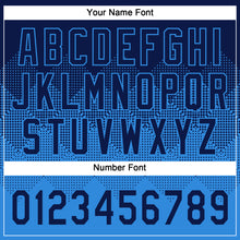 Laden Sie das Bild in den Galerie-Viewer, Custom Navy Electric Blue 3D Gradient Square Shape Two-Button Unisex Softball Jersey