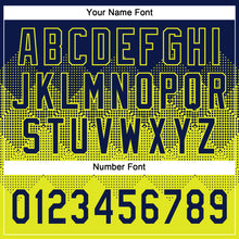 Laden Sie das Bild in den Galerie-Viewer, Custom Navy Neon Yellow 3D Gradient Square Shape Two-Button Unisex Softball Jersey