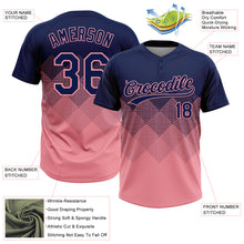 Laden Sie das Bild in den Galerie-Viewer, Custom Navy Medium Pink 3D Gradient Square Shape Two-Button Unisex Softball Jersey