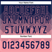 Laden Sie das Bild in den Galerie-Viewer, Custom Navy Medium Pink 3D Gradient Square Shape Two-Button Unisex Softball Jersey