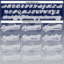 Laden Sie das Bild in den Galerie-Viewer, Custom Navy Gray-White 3D Gradient Square Shape Two-Button Unisex Softball Jersey