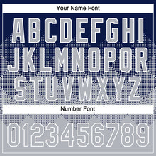 Laden Sie das Bild in den Galerie-Viewer, Custom Navy Gray-White 3D Gradient Square Shape Two-Button Unisex Softball Jersey