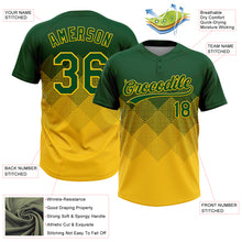 Load image into Gallery viewer, Custom Green Yellow 3D Gradient Square Shape Two-Button Unisex Softball Jersey