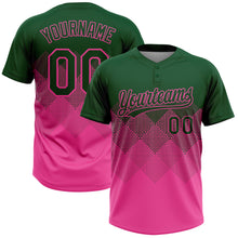 Load image into Gallery viewer, Custom Green Pink 3D Gradient Square Shape Two-Button Unisex Softball Jersey