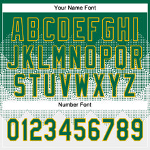 Загрузить изображение в средство просмотра галереи, Custom Kelly Green White-Gold 3D Gradient Square Shape Two-Button Unisex Softball Jersey