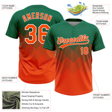 Загрузить изображение в средство просмотра галереи, Custom Kelly Green Orange-White 3D Gradient Square Shape Two-Button Unisex Softball Jersey