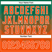 Загрузить изображение в средство просмотра галереи, Custom Kelly Green Orange-White 3D Gradient Square Shape Two-Button Unisex Softball Jersey