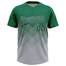 Загрузить изображение в средство просмотра галереи, Custom Kelly Green Gray 3D Gradient Square Shape Two-Button Unisex Softball Jersey
