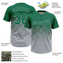 Загрузить изображение в средство просмотра галереи, Custom Kelly Green Gray 3D Gradient Square Shape Two-Button Unisex Softball Jersey