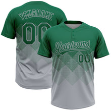 Загрузить изображение в средство просмотра галереи, Custom Kelly Green Gray 3D Gradient Square Shape Two-Button Unisex Softball Jersey