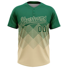 Загрузить изображение в средство просмотра галереи, Custom Kelly Green Cream 3D Gradient Square Shape Two-Button Unisex Softball Jersey