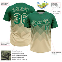 Загрузить изображение в средство просмотра галереи, Custom Kelly Green Cream 3D Gradient Square Shape Two-Button Unisex Softball Jersey