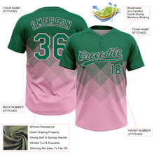 Загрузить изображение в средство просмотра галереи, Custom Kelly Green Light Pink 3D Gradient Square Shape Two-Button Unisex Softball Jersey