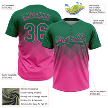 Загрузить изображение в средство просмотра галереи, Custom Kelly Green Pink 3D Gradient Square Shape Two-Button Unisex Softball Jersey