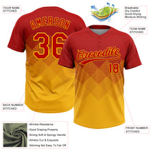 Charger l'image dans la galerie, Custom Red Gold 3D Gradient Square Shape Two-Button Unisex Softball Jersey