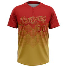 Charger l'image dans la galerie, Custom Red Old Gold 3D Gradient Square Shape Two-Button Unisex Softball Jersey