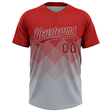 Charger l'image dans la galerie, Custom Red Gray 3D Gradient Square Shape Two-Button Unisex Softball Jersey